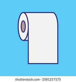 Toilet paper icon isolated on a blue background. Tissue for use in the toilet room. Toilet paper colorful flat vector symbol from bathroom collection for mobile apps, web, infographics and ui, EPS 10