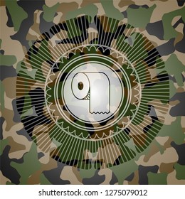 toilet paper icon on camo pattern