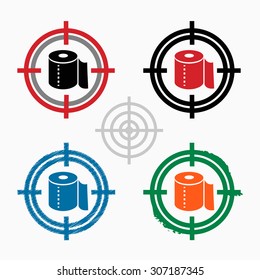 Toilet paper icon on target icons background. Crosshair icon. Vector illustration.