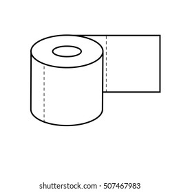 Toilet paper icon outline. Flat vector stock illustration. Isolated on white background