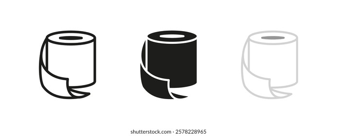 Toilet paper icon. Toilet paper roll vector illustration. Disposable hygienic tissue symbol. Soft and clean wipe sign. Sanitary towel pictogram. Household sheet. WC lavatory napkin concept isolated.