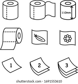 Toilet paper icon set isolated on white background. Vector illustration. 