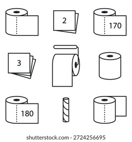 Conjunto de iconos de papel higiénico. Ilustración vectorial.