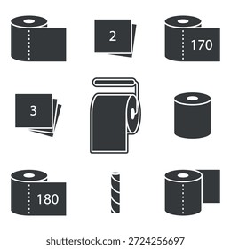 Conjunto de iconos de papel higiénico. Ilustración vectorial.