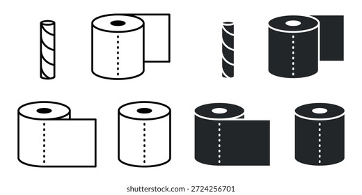 Conjunto de iconos de papel higiénico. Ilustración vectorial.