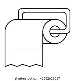Ícone de papel higiênico Ilustração de linha fina plana do vetor