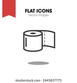 toilet paper icon vector, style line flat