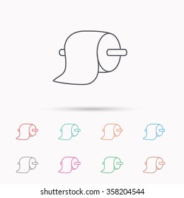 Toilet paper icon. WC hygiene sign. Linear icons on white background.