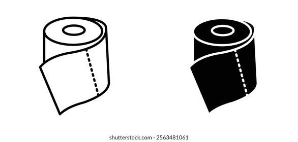 Toilet paper icons in outline and fill. vector illustration for ui.