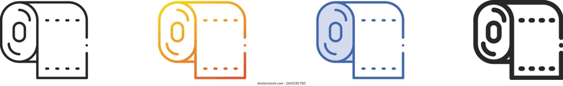 toilet paper icon.Thin Linear, Gradient, Blue Stroke and bold Style Design Isolated On White Background