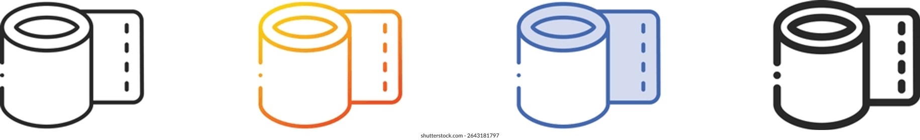 toilet paper icon.Thin Linear, Gradient, Blue Stroke and bold Style Design Isolated On White Background