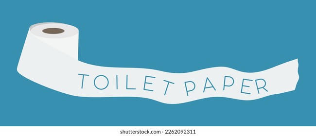 Toilet paper illustration in flat style. Toilet paper with space for text. Design for banners, advertisements, labels. Hygiene or Sanitary concept. Vector illustration