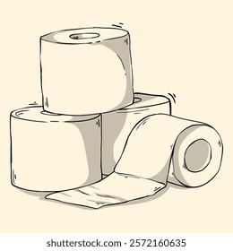 Toilet paper illustration hand drawn doodle style