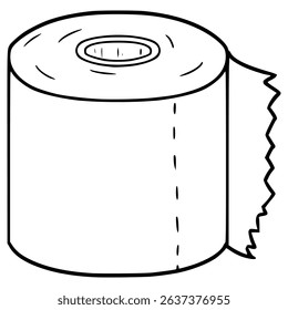 toilet paper illustration hand drawn outline vector