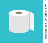Toilet paper isolated on blue background. Roll paper. Vector illustration