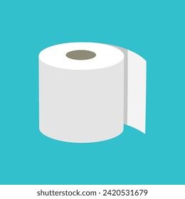 Toilet paper isolated on blue background. Roll paper. Vector illustration