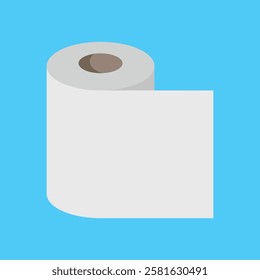 Toilet paper isolated on a blue background. Tissue for use in the toilet room. Toilet paper illustration flat vector symbol from bathroom collection for mobile apps, web, infographics and ui, EPS 10.