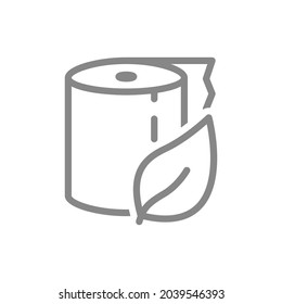 Toilet paper with a leaf line icon. Paper roll, eco material, personal hygiene items, cleanliness