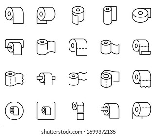 Toilet paper line icon set. Collection of vector symbol in trendy flat style on white background. Toilet paper sings for design.