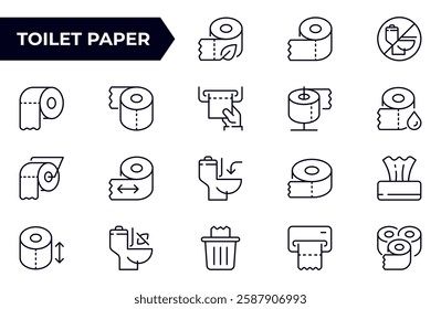 Toilet paper line icon set. roll and napkins. Outline icon collection. 