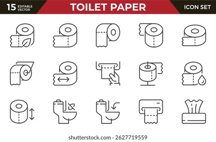 Toilet paper line icon set. roll and napkins. Outline icon collection.