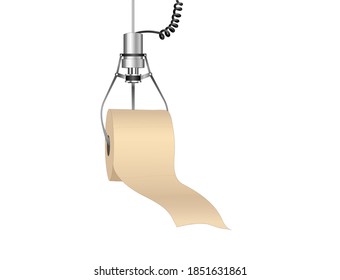 Toilet paper machine, Claw crane, Skill crane, 
Toilet paper on the gripper arm an automatic crane toy,
Vector illustration isolated on white background
