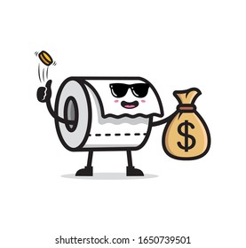 Toilet paper mascot character design