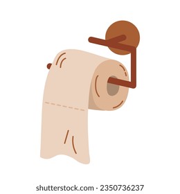 Toilet paper and metal holder vector illustration