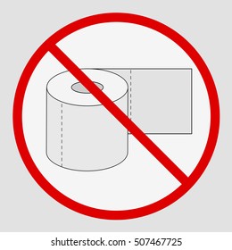 Toilet paper NO icon. Flat vector stock illustration. Isolated on white background