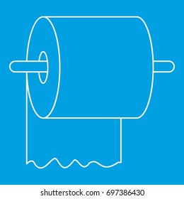 Toilet paper on holder icon blue outline style isolated vector illustration. Thin line sign