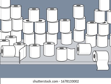 
Toilet Paper On A Store Shelf. Vector Illustration