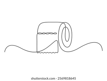 Toilet paper in one continuous line drawing vector illustration