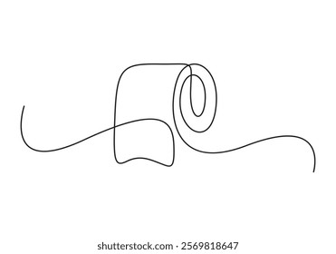 Toilet paper in one continuous line drawing vector illustration