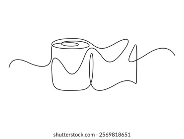 Toilet paper in one continuous line drawing vector illustration