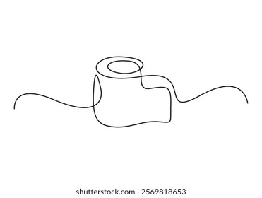 Toilet paper in one continuous line drawing vector illustration