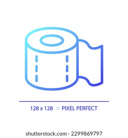 Toilet paper pixel perfect gradient linear vector icon. Supplies for personal hygiene. Tissue material roll. Thin line color symbol. Modern style pictogram. Vector isolated outline drawing