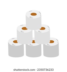 Toilet paper pyramid in cartoon style