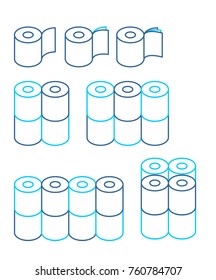 Toilet paper rol set icon. collection Symbol for packing. Vector illustration
