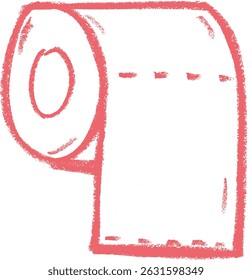 Toilet Paper Roll Crayon Chalk Drawing Vector