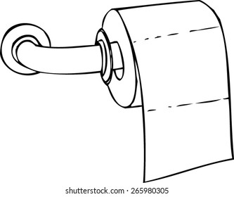 Toilet Paper Roll Dispenser Sketch Vector - Drawn