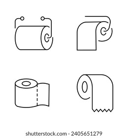 Iconos de contorno de trazo editable de rollo de papel higiénico aislados en ilustración vectorial plana de fondo blanco. 