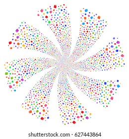 Toilet Paper Roll fireworks swirl rotation. Vector illustration style is flat bright multicolored iconic symbols on a white background. Object whirlpool organized from random design elements.