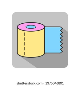 Toilet paper, roll. Flat body hygiene icon. Vector