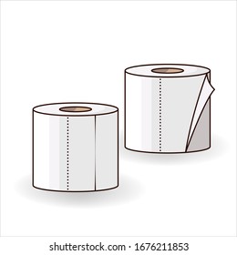 Toilet Paper (toilet paper roll) flat icon vector. Isolated objects. Vector illustration.  Hygienic Concept.
