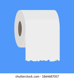 Toilet paper roll flush icon. Vector toilet paper tissue isolated towel flat tape