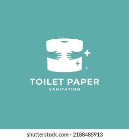 Toilet paper roll with hand care vector illustration. Sanitation hygiene logo icon sign symbol design vector illustration