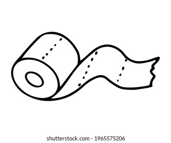 Toilet paper roll hand drawn with contour in doodle style. Vector illustration on white background with hygiene theme for flyers, banners, booklets and other printed materials.