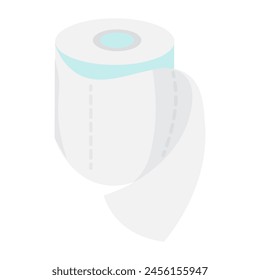 Toilet paper roll icon. Hygienic perforated paper rolled, medical stroked cartoon element for modern and retro design. Simple color vector pictogram isolated on white background