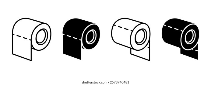 Toilet paper roll icon. Intimate hygiene tissue vector illustration. WC towel symbol. Toilet napkin sign. Sanitary sheets pictogram. Toilet paper tube. Lavatory cleaning paper isolated concept.