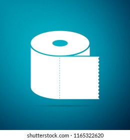 Toilet paper roll icon isolated on blue background. Flat design. Vector Illustration